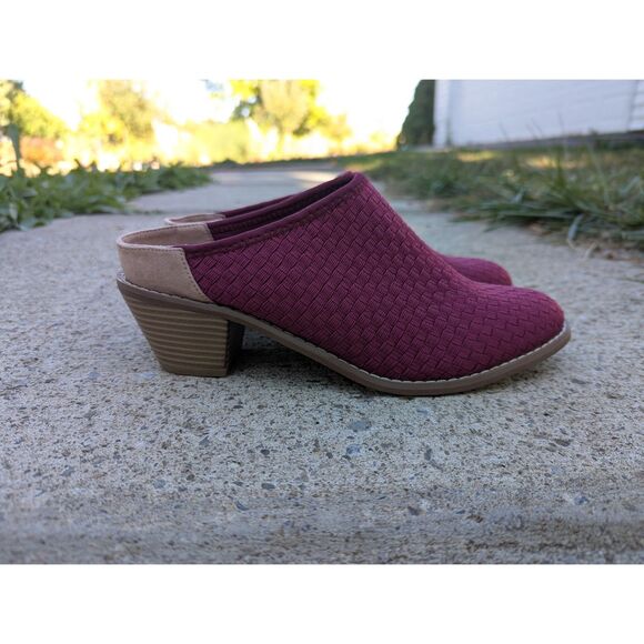 Zee Alexis Slip On Clogs Womens US 8 Woven Mule Heels Casual Cranberry Red - Picture 2 of 11